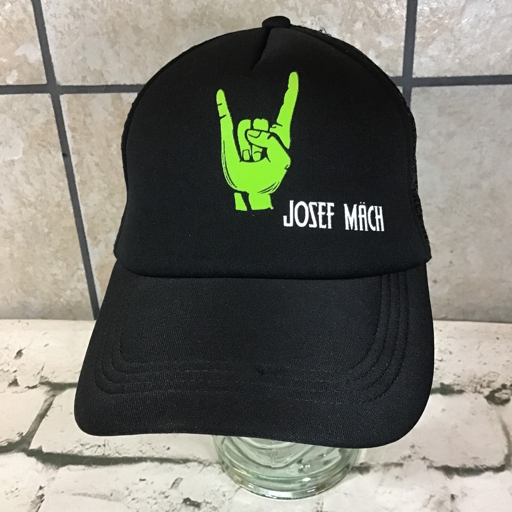 Josef Mach Hat Black Green‎ Rock-On Hand Snapback Trucker Style Ball Cap
